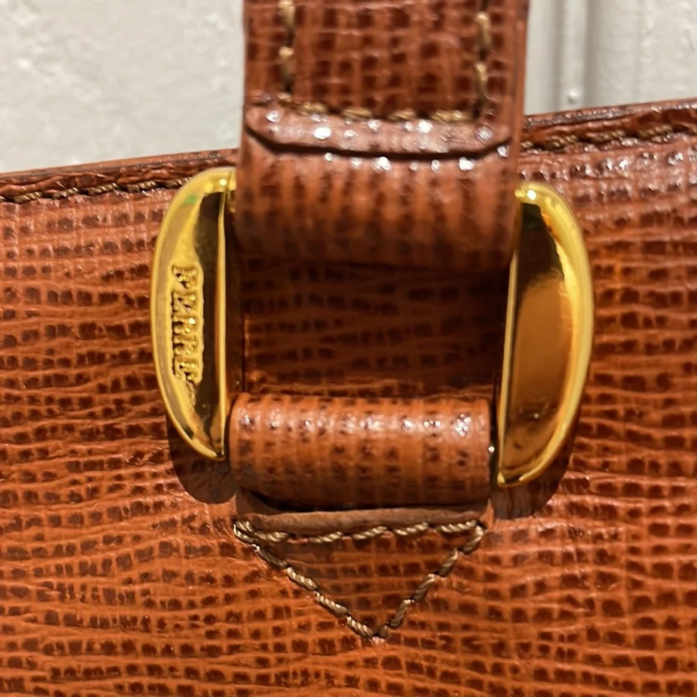 Gianfranco Ferre Cognac Brown Leather Shoulder Tote